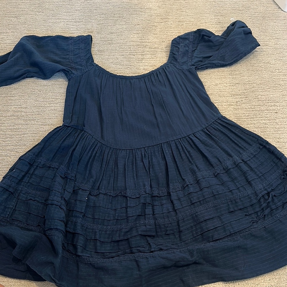Free people navy blue off the shoulder dress,